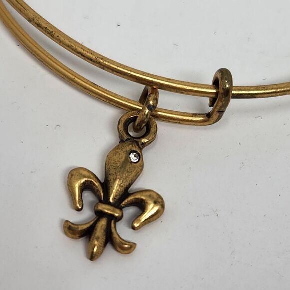 ALEX and ANI Fleur de Lis Gold Tone Bangle Bracelet - Picture 3 of 7